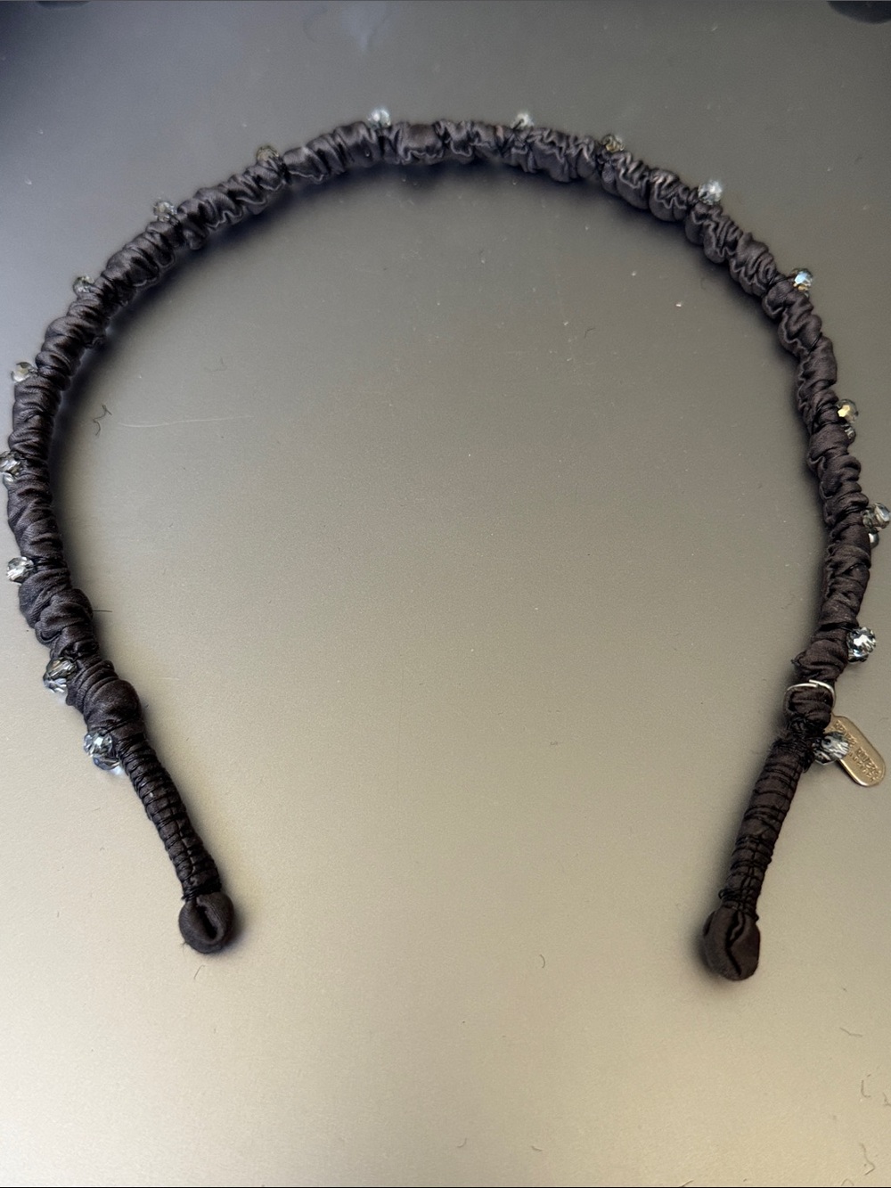 Renee Rivera Couture Black Beaded Wrapped Headband with Subtle Accents